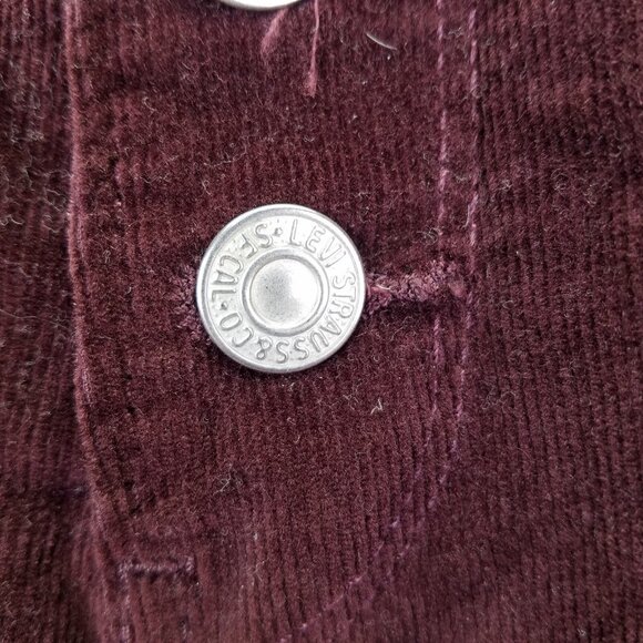 LEVIS 721 Corduroy Pants Women 33x30 High Rise Skinny Burgundy Button Fly Preppy - Picture 3 of 16